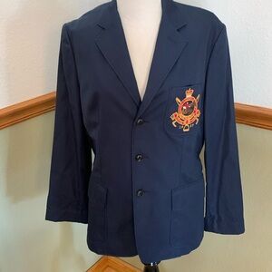 Vintage Ralph Lauren Blue Label Equestrian Navy Blue Cotton Riding Jacket 14